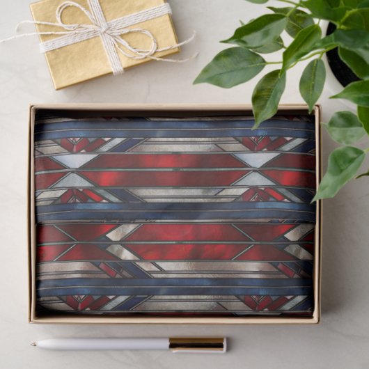 Patriotic Red White Blue Geometric Pattern Tissuepapier (Geschenk)