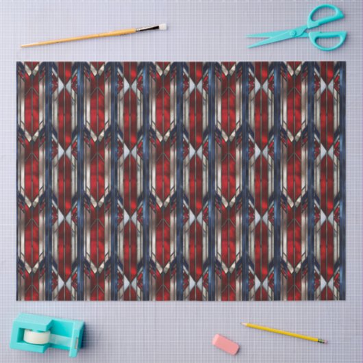 Patriotic Red White Blue Geometric Pattern Tissuepapier (Craft)