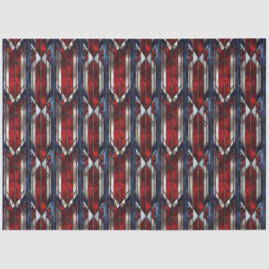 Patriotic Red White Blue Geometric Pattern Tissuepapier (Voorkant)