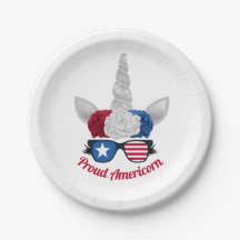 Patriotic Red White Blue Glitter Unicorn