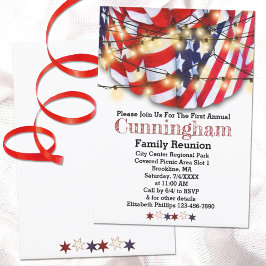 Patriotic Red White Blue Lights Family Reunion Kaart