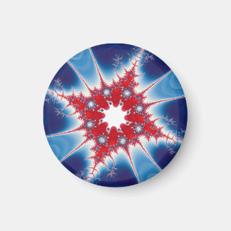 Patriotic Red White & Blue Mandelbrot Fractal Magneet