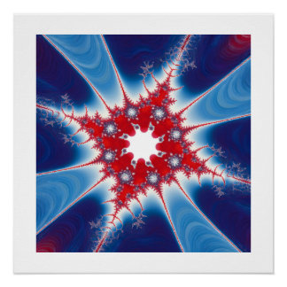 Patriotic Red White & Blue Mandelbrot Fractal Perfect Poster