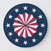 Patriotic Red White Blue Stars Stripes Rosette Grote Klok (Voorkant)