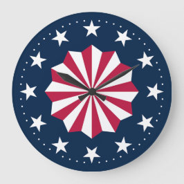 Patriotic Red White Blue Stars Stripes Rosette Grote Klok