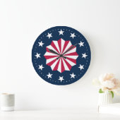 Patriotic Red White Blue Stars Stripes Rosette Grote Klok (Huis)