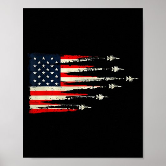 Patriotic Red White Blue Usa Flag Fighter Jets 4th Poster (Voorkant)