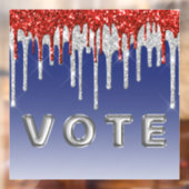 Patriotic Red White Glitter Drip Blue Vote Raamsticker (Vel 2)