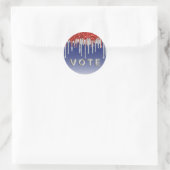 Patriotic Red White Glitter Drip Blue Vote Ronde Sticker (Tas)