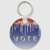 Patriotic Red White Glitter Drip Blue Vote Sleutelhanger (Voorkant)