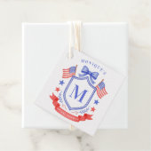 Patriotic Red White & I Do Monogram Bridal Shower Bedankjes Labels (In situ)