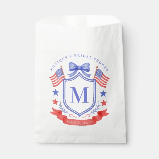 Patriotic Red White & I Do Monogram Bridal Shower Bedankzakje (Voorkant)
