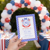 Patriotic Red White & I Do Monogram Bridal Shower Kaart