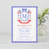 Patriotic Red White & I Do Monogram Bridal Shower Kaart (Staand voorkant)