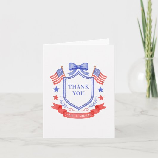 Patriotic Red White & I Do Monogram Wedding Bedankkaart (Voorkant)
