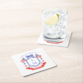 Patriotic Red White & I Do Monogram Wedding Kartonnen Onderzetters (Insitu)