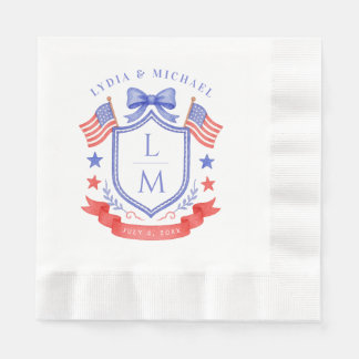 Patriotic Red White & I Do Monogram Wedding Servet