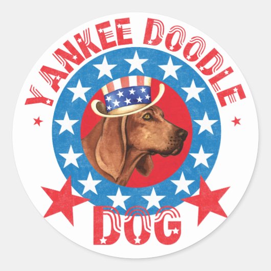 Patriotic Redbone Coonhound Ronde Sticker (Voorkant)