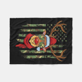 Patriotic Reindeer Camo American Flag Veteran Chri Fleece Deken (Voorkant (Horizontaal))