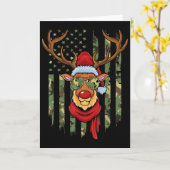Patriotic Reindeer Camo American Flag Veteran Chri Kaart (Gele Bloem)