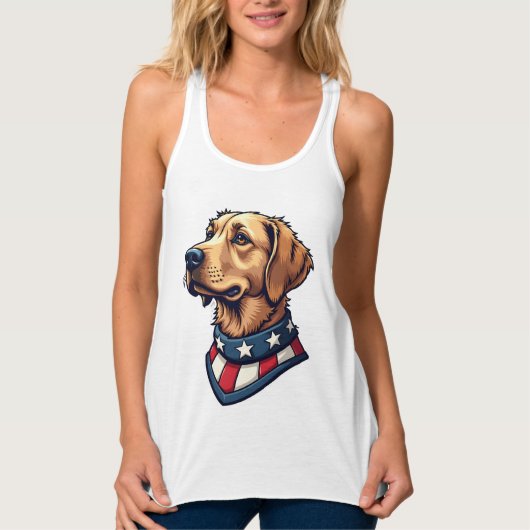 Patriotic Retriever Mascot Vintage Dog Tee 4 Tanktop (Voorkant)