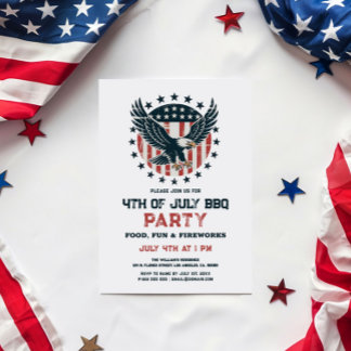 Patriotic Retro American Eagle BBQ Invitation Kaart