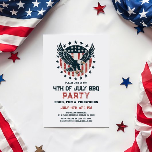 Patriotic Retro American Eagle BBQ Invitation Kaart