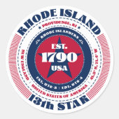 Patriotic Rhode Island Circle Design Sticker (Voorkant)