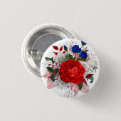Patriotic Rose Bouquet Ronde Button 3,2 Cm (Voorkant /achterkant)