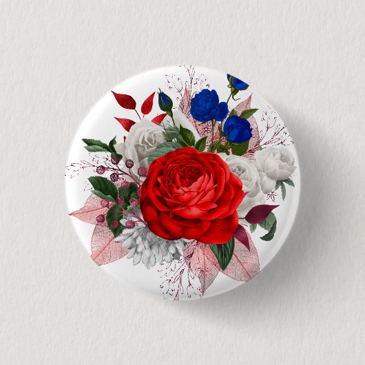 Patriotic Rose Bouquet Ronde Button 3,2 Cm (Voorkant)