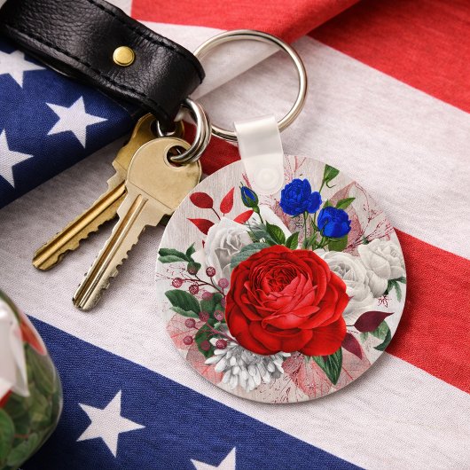 Patriotic Rose Bouquet Sleutelhanger