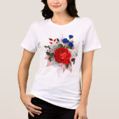 Patriotic Rose Bouquet Tri-Blend Shirt (Voorkant)