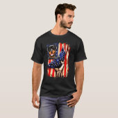 Patriotic Rottweiler American Flag Dog T-shirt (Voorkant volledig)
