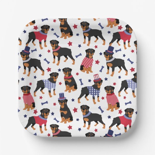 Patriotic Rottweiler Pattern Papieren Bordje (Voorkant)