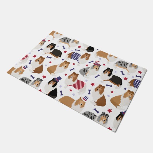 Patriotic Rough Collie Pattern Doormat Deurmat (Schuin)