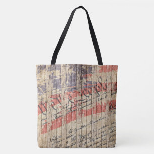 *~* Patriotic Rustic Barnwood Constitutionele Vlag Tote Bag