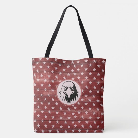 *~* Patriotic Rustic Barnwood Stars Bald Eagle Tote Bag (Achterkant)