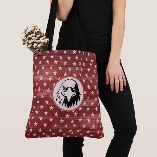 *~* Patriotic Rustic Barnwood Stars Bald Eagle Tote Bag (Dichtbij)