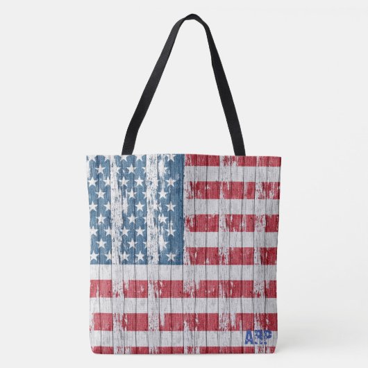 *~* Patriotic Rustic Barnwood USA Flag Tote Bag (Voorkant)