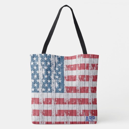 *~* Patriotic Rustic Barnwood USA Flag Tote Bag (Achterkant)