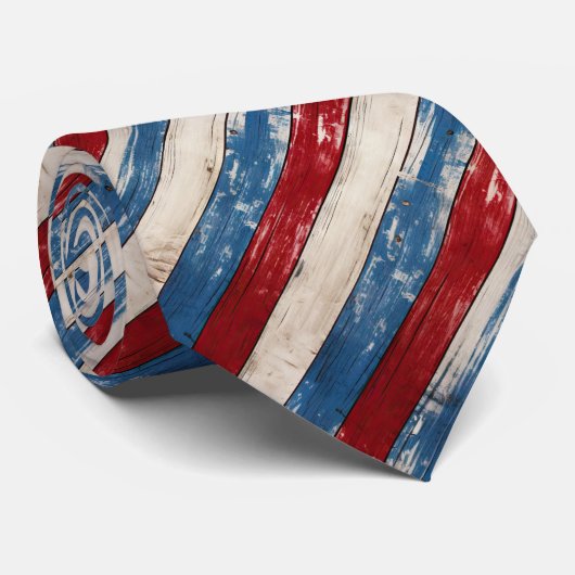 Patriotic Rustic Wood Planks Stropdas (Opgerold)