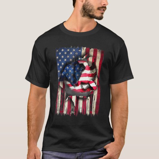 Patriotic Saint Bernard American Flag Dog T-shirt (Voorkant)