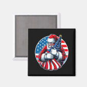 Patriotic Santa Claus For Men Women Usa Flag Chris Magneet (Voorkant / Achterkant)