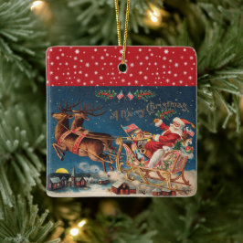 Patriotic Santa Keramisch Ornament