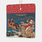 Patriotic Santa Keramisch Ornament (Links)