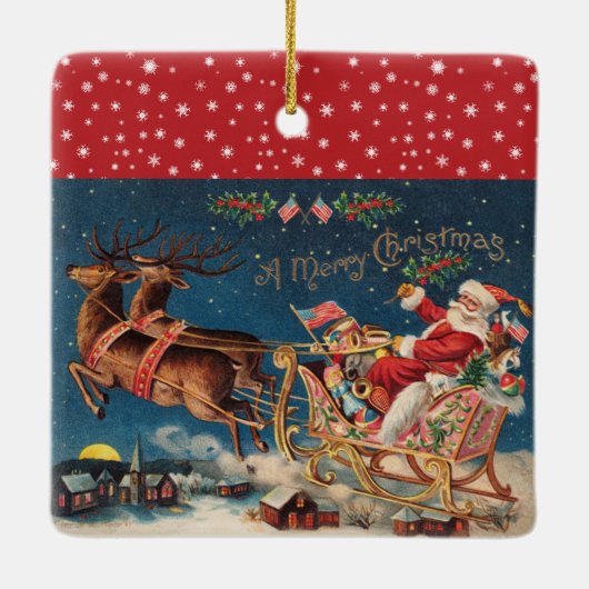 Patriotic Santa Keramisch Ornament (Achterkant)