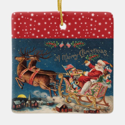 Patriotic Santa Keramisch Ornament (Voorkant)