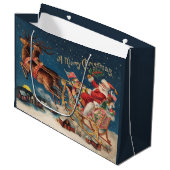 Patriotic Santa Merry kerstcadeautas Groot Cadeauzakje (Voorkant Gekanteld)