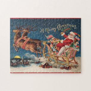 Patriotic Santa Merry Kerstmis Puzzle Legpuzzel
