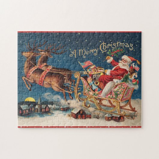 Patriotic Santa Merry Kerstmis Puzzle Legpuzzel (Horizontaal)